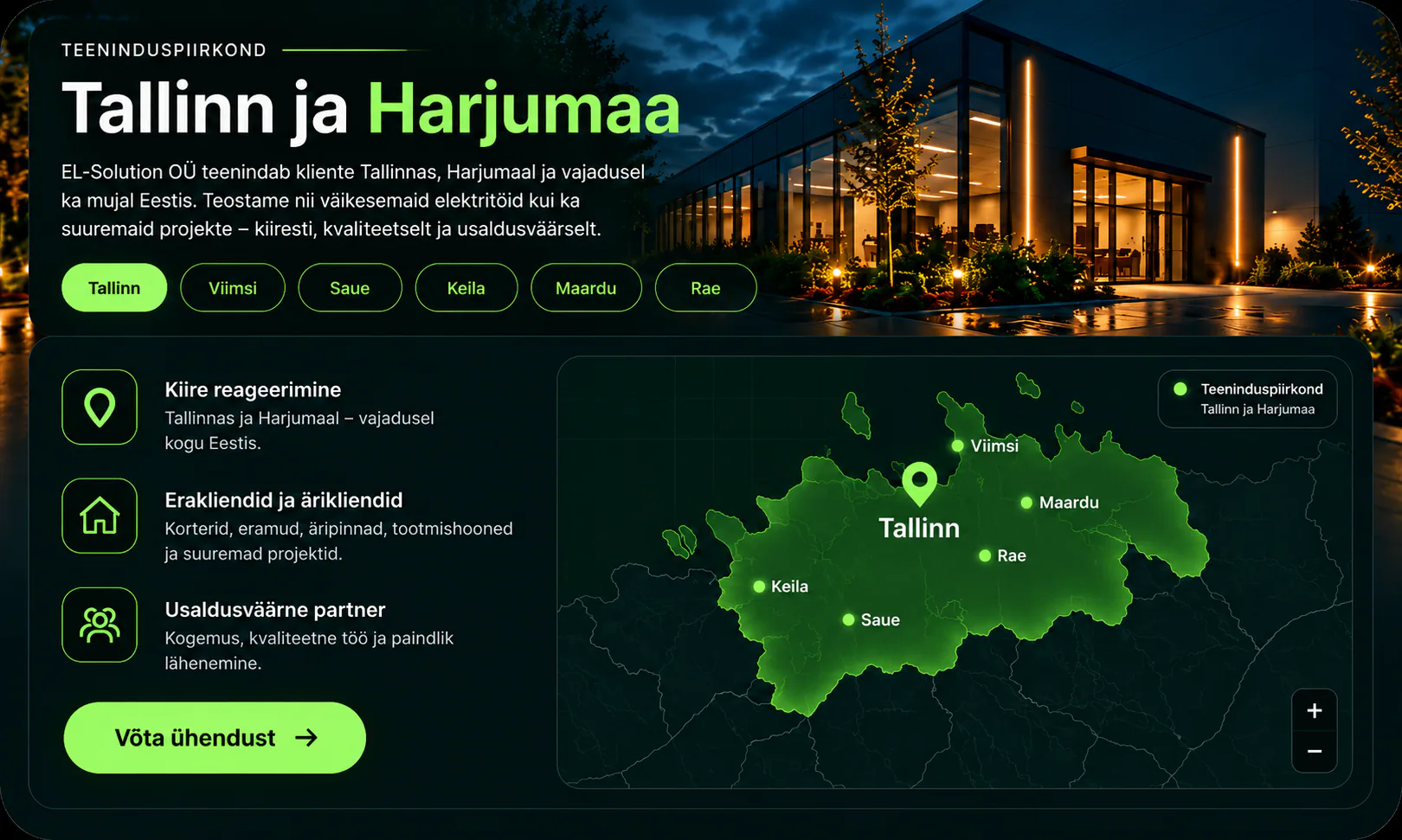 EL-Solution teeninduspiirkond Tallinnas ja Harjumaal